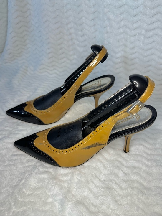 Lorenzo Masiero Patent Leather Two-Tone Slingback Pumps - Picture 2 of 6